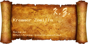 Kremmer Zomilla névjegykártya